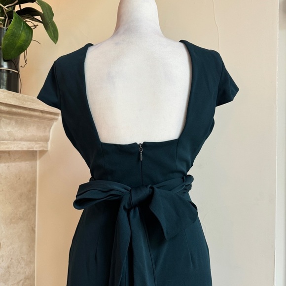Dress The Population Evie Pine Green Gown Cap Sleeve Open Back Womens Size L - Picture 8 of 16